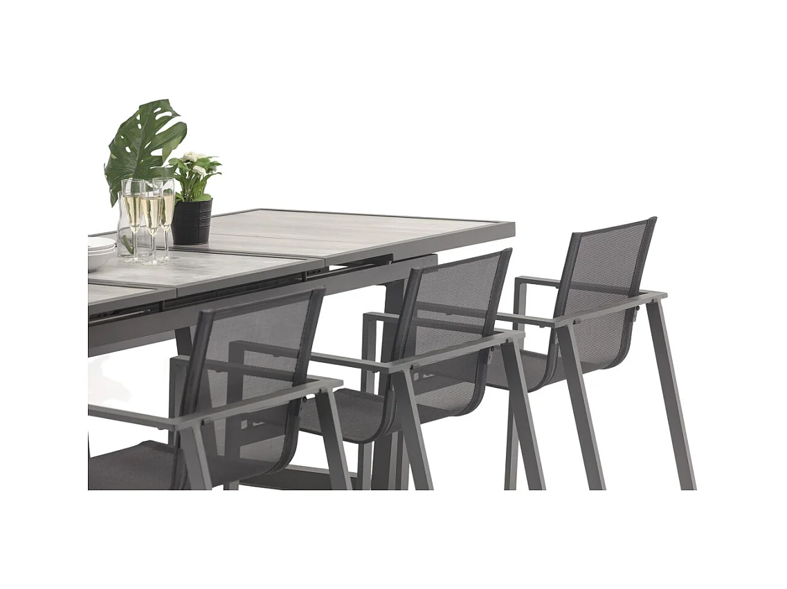 Table de jardin Extensible en Céramique "Olhos" 191-251cm Gris Anthracite