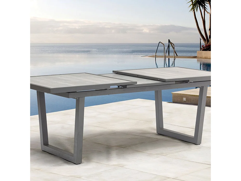 Table de jardin Extensible en Céramique "Olhos" 191-251cm Gris Anthracite