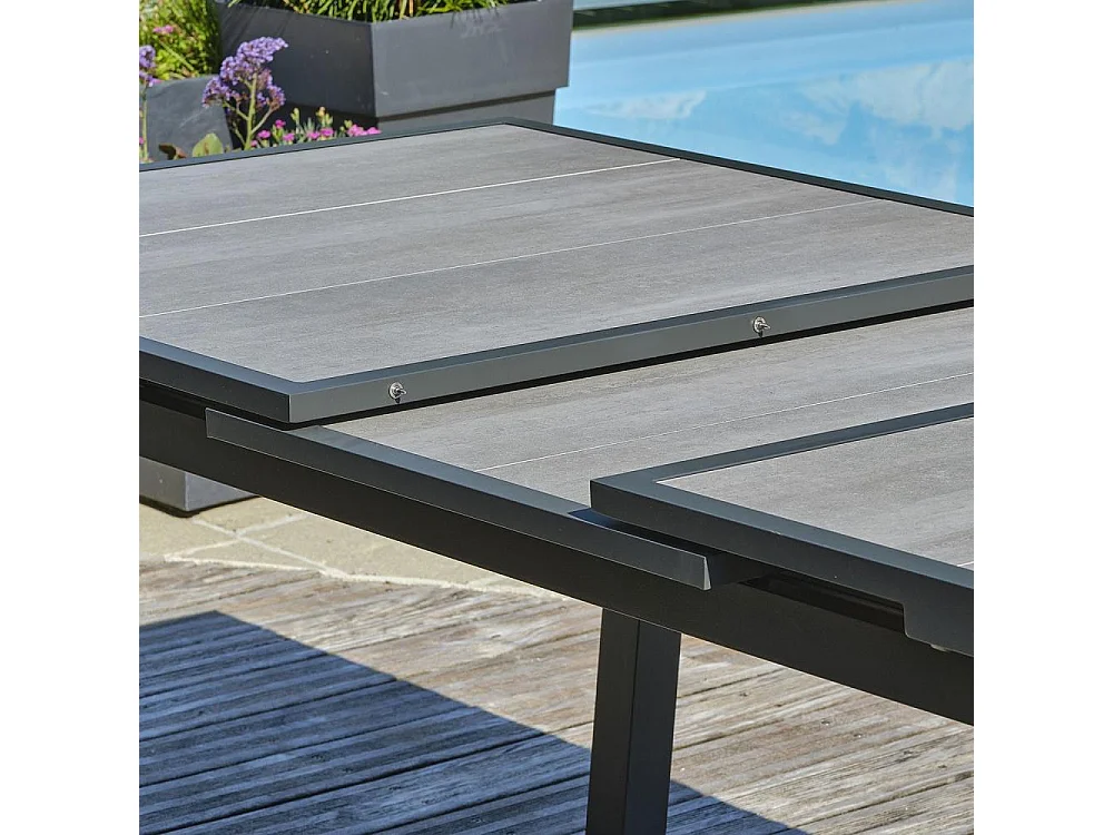 Table de jardin Extensible en Céramique "Olhos" 191-251cm Gris Anthracite