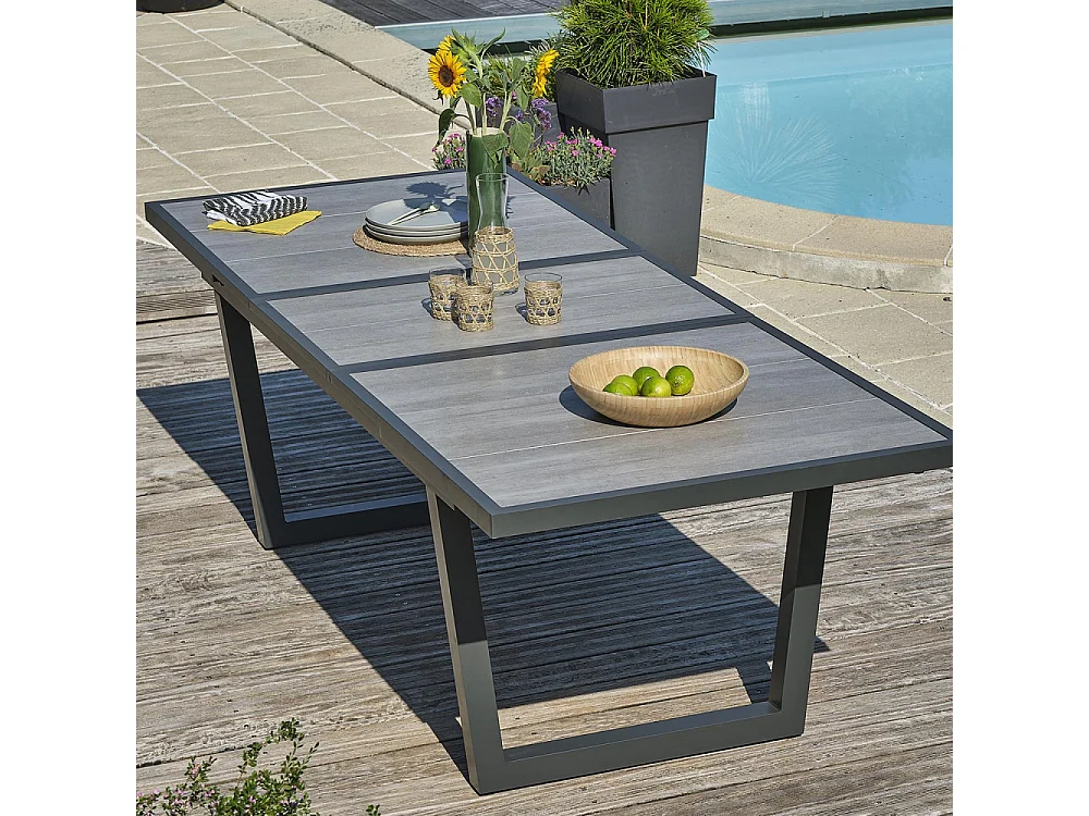 Table de jardin Extensible en Céramique "Olhos" 191-251cm Gris Anthracite