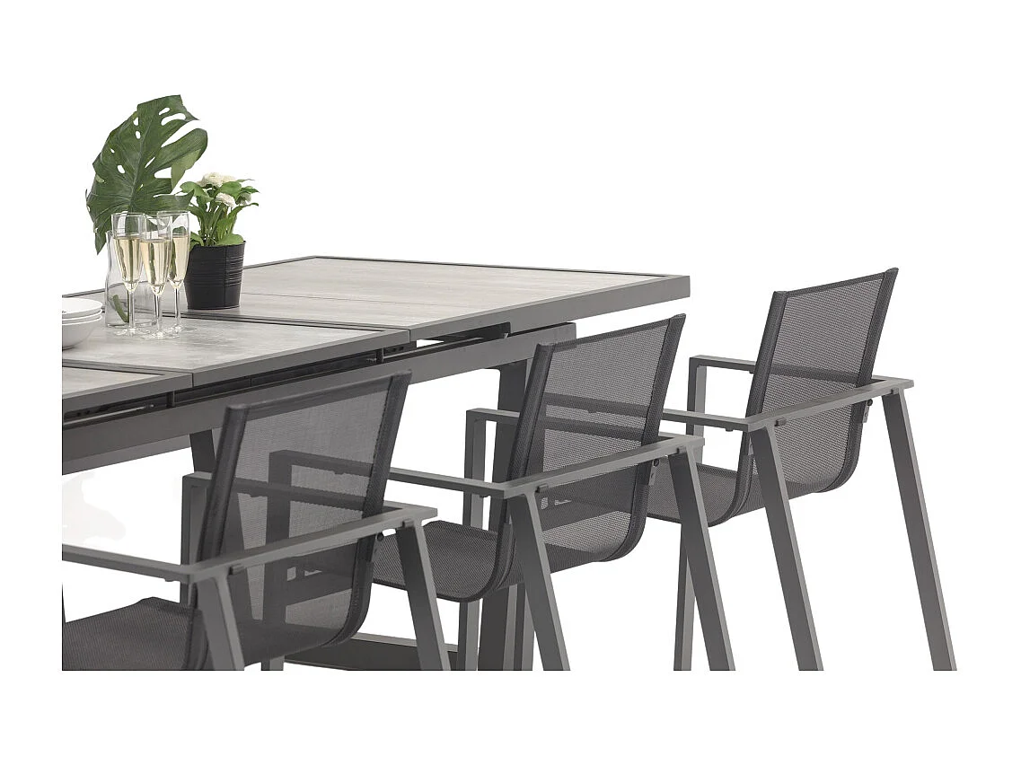 Table de jardin Extensible en Céramique "Olhos" 191-251cm Gris Anthracite
