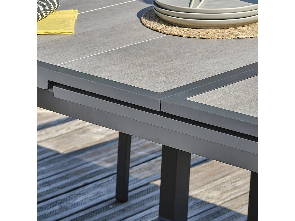 Table de jardin Extensible en Céramique "Olhos" 191-251cm Gris Anthracite