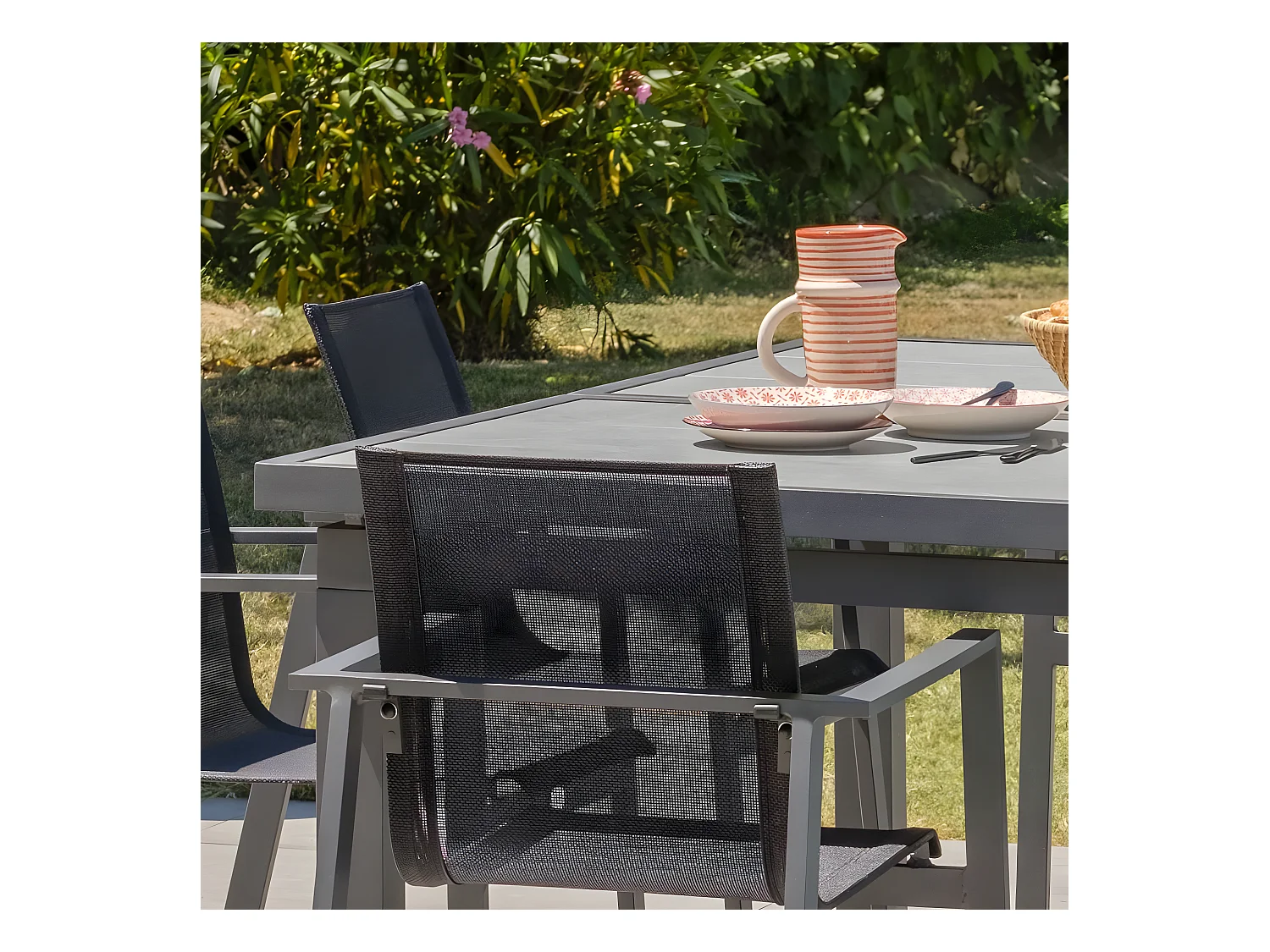 Table de Jardin Extensible en Céramique "Venise" 190-250cm Gris Anthracite