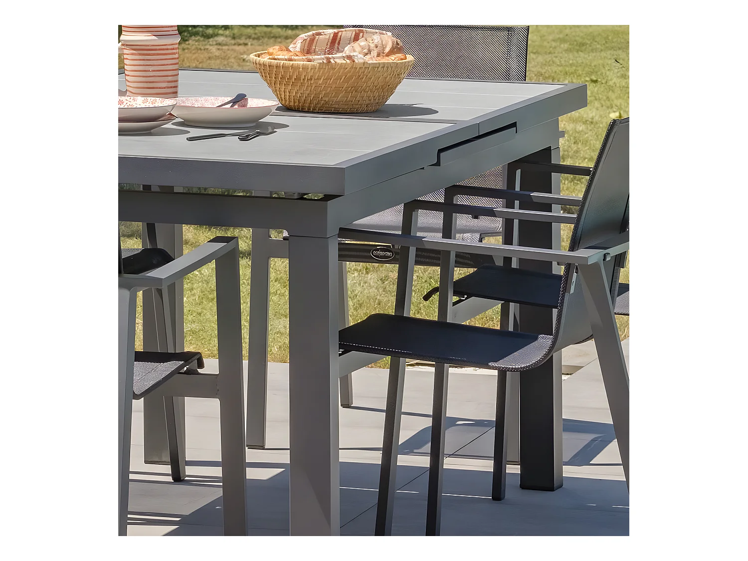 Table de Jardin Extensible en Céramique "Venise" 190-250cm Gris Anthracite