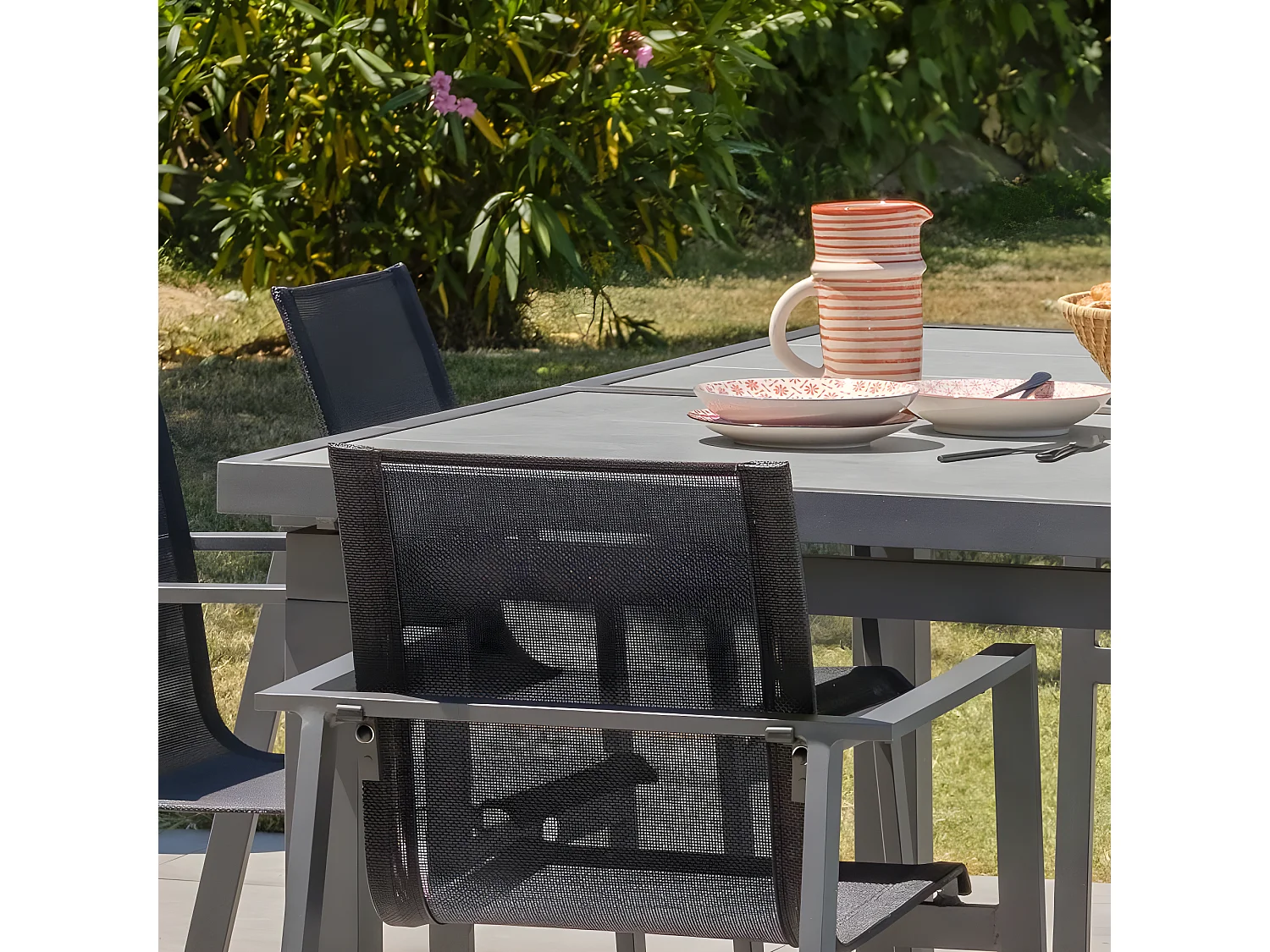 Table de Jardin Extensible en Céramique "Venise" 190-250cm Gris Anthracite