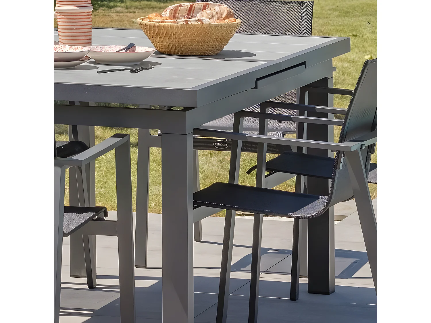 Table de Jardin Extensible en Céramique "Venise" 190-250cm Gris Anthracite