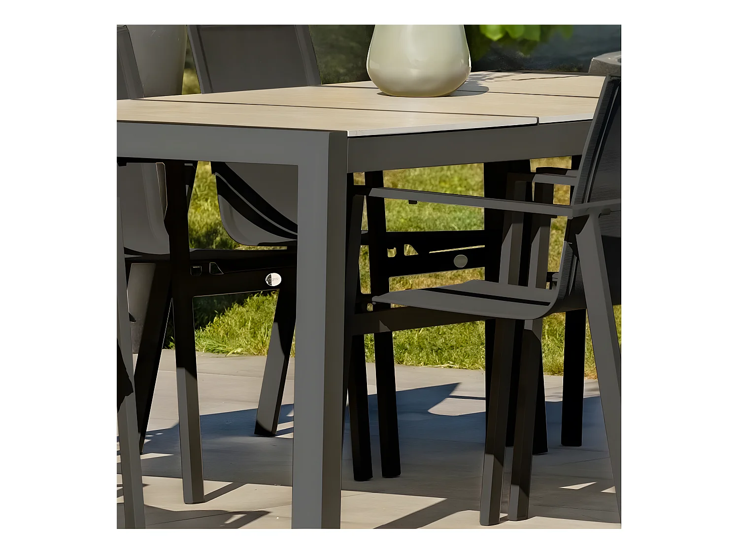 Table de Jardin en Céramique "Venise" 195cm Gris Anthracite