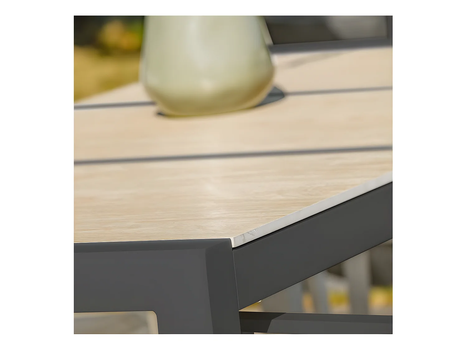 Table de Jardin en Céramique "Venise" 195cm Gris Anthracite