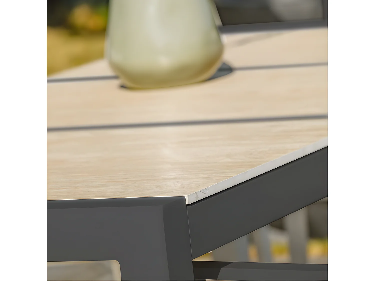 Table de Jardin en Céramique "Venise" 195cm Gris Anthracite
