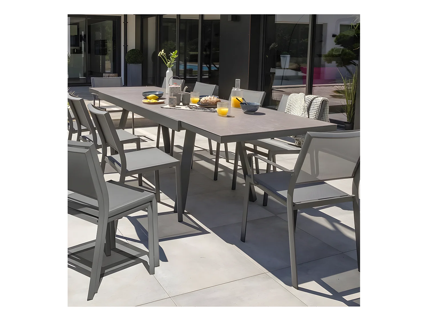 Table de Jardin Extensible en Céramique "Stockholm" 200-300cm Gris Anthracite