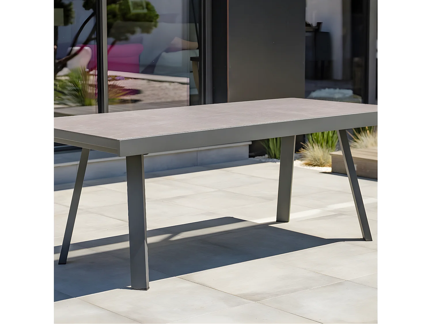 Table de Jardin Extensible en Céramique "Stockholm" 200-300cm Gris Anthracite