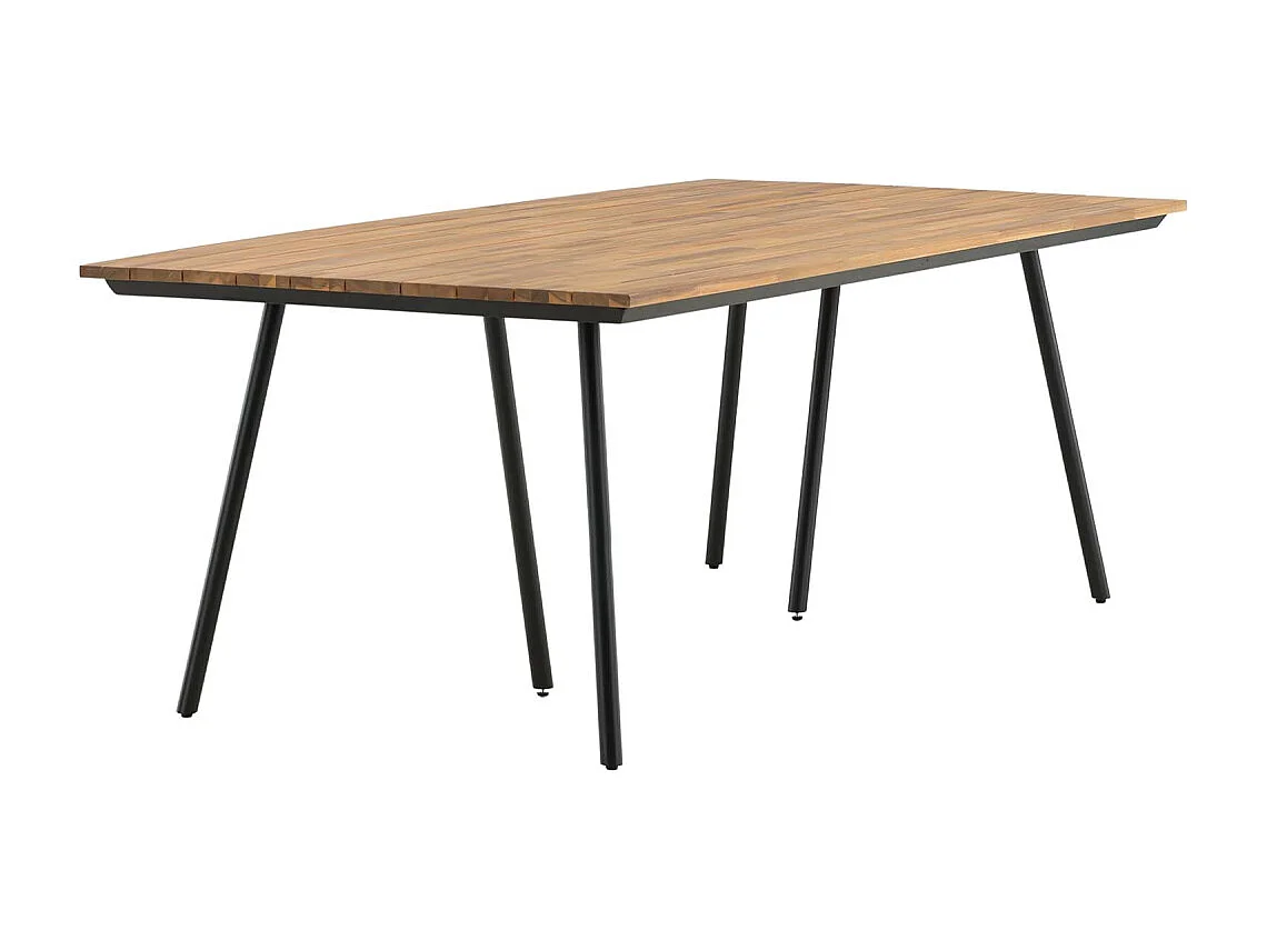 Chan eettafel tuin geolied teak look, zwart.