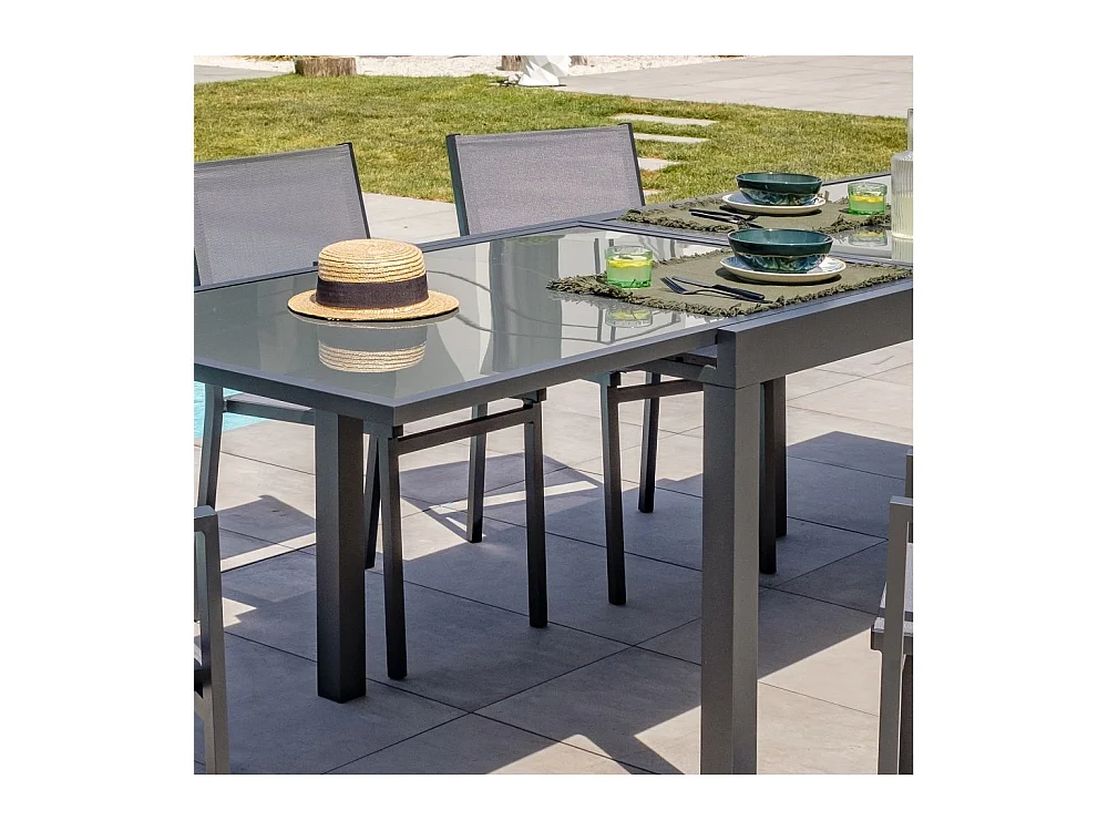 Table de Jardin Extensible "Tolede" 135-270cm Gris Anthracite