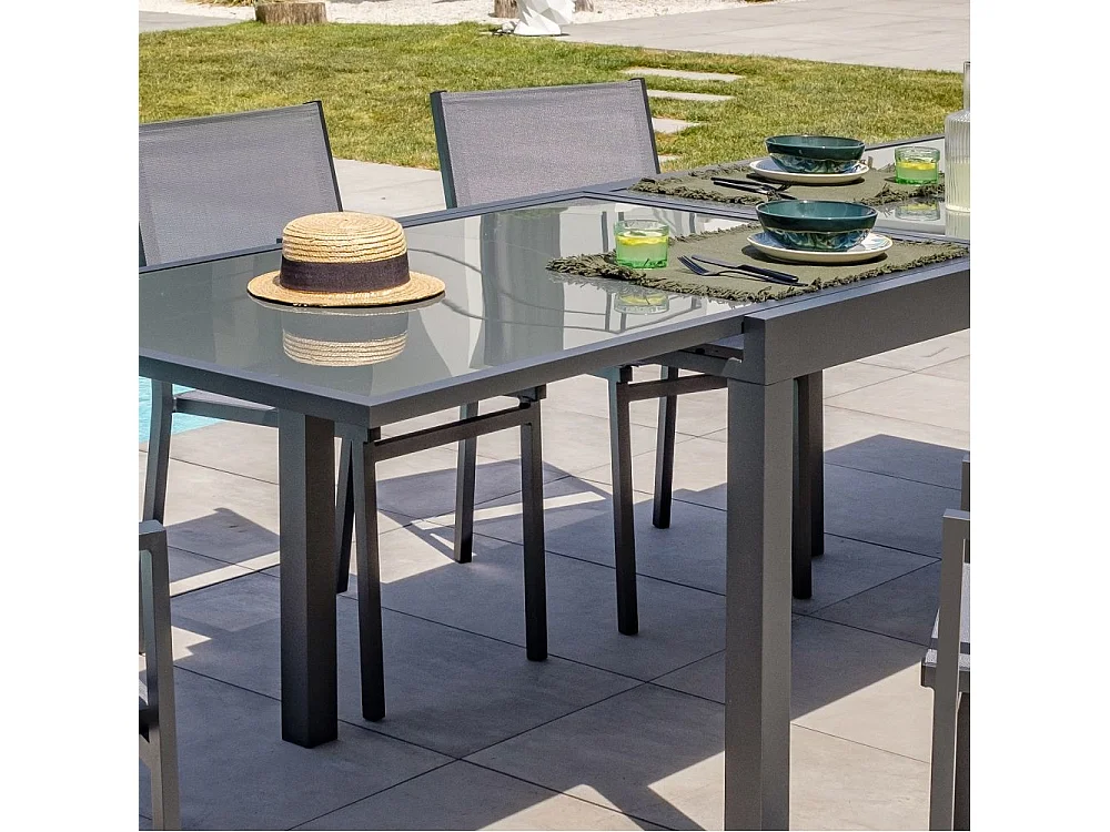 Table de Jardin Extensible "Tolede" 135-270cm Gris Anthracite