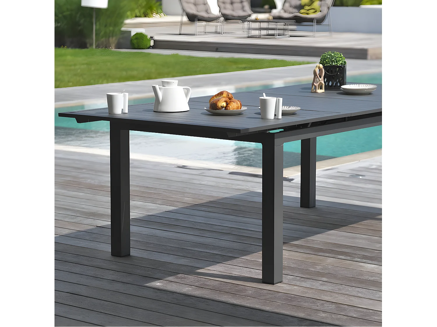 Table de jardin Extensible "Miami" 240-300cm Gris Anthracite