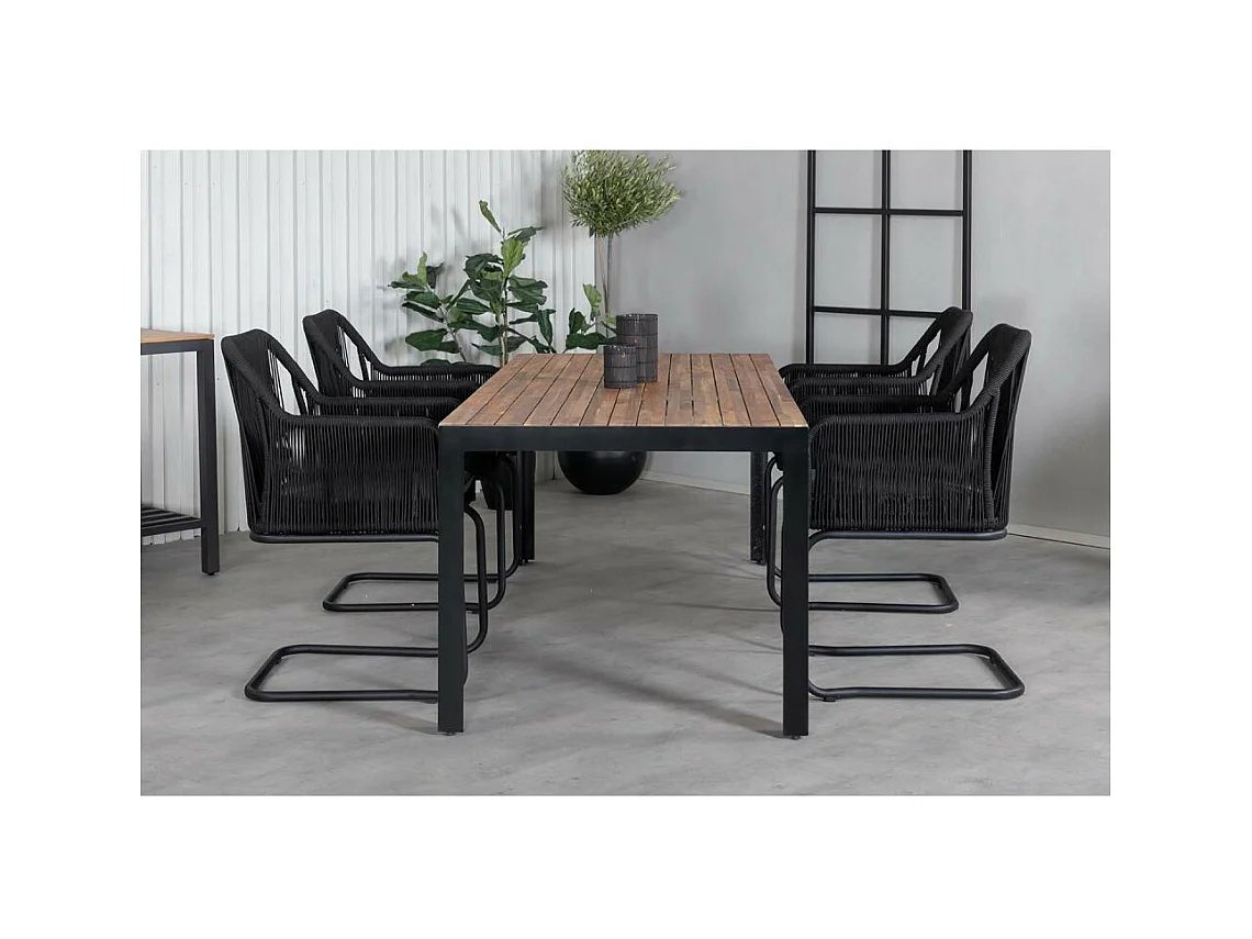 Table de Jardin en Bois "Acacia" 205cm Naturel & Noir