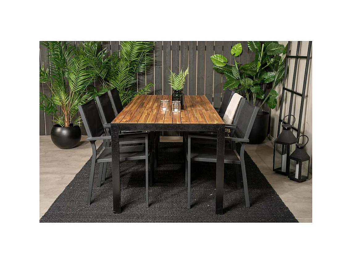 Table de Jardin en Bois "Acacia" 205cm Naturel & Noir