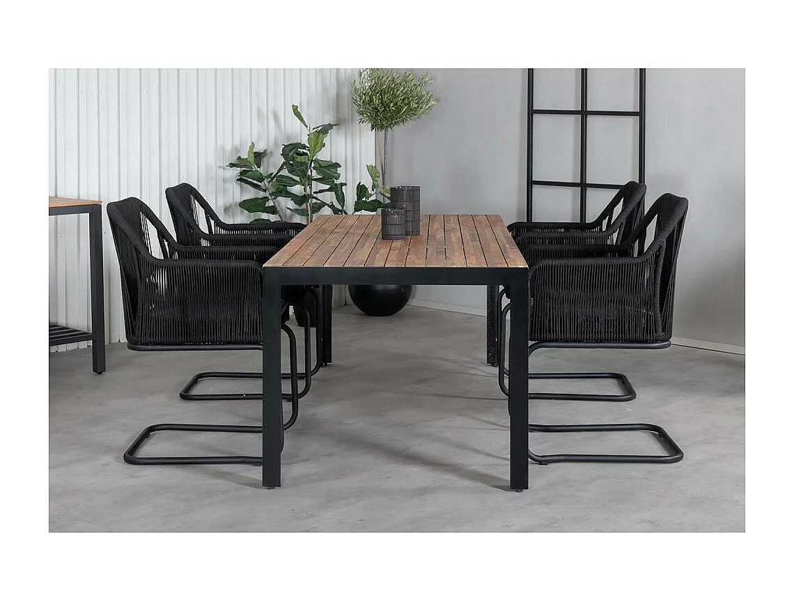 Table de Jardin en Bois "Acacia" 205cm Naturel & Noir