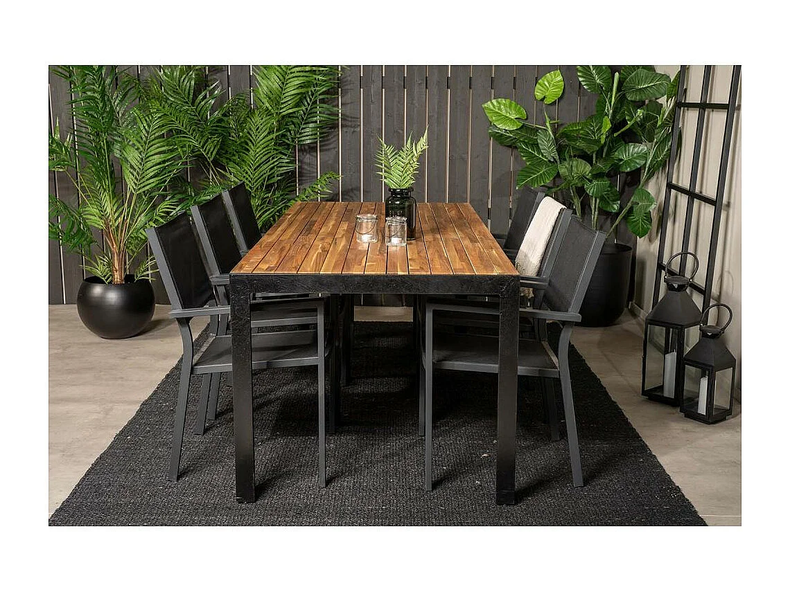 Table de Jardin en Bois "Acacia" 205cm Naturel & Noir