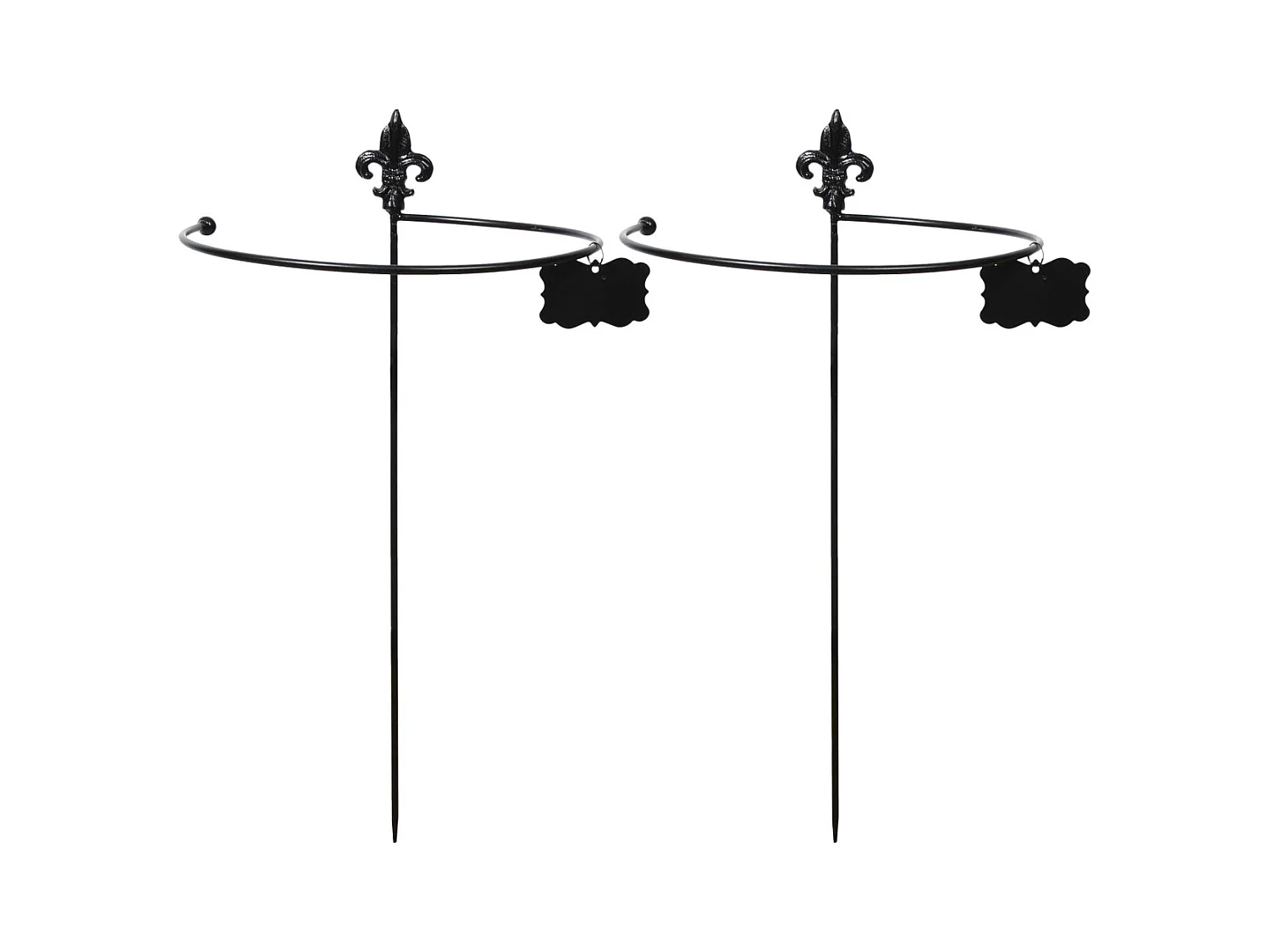 Tuteur à plantes rond en acier fleurs de lys (Lot de 2)