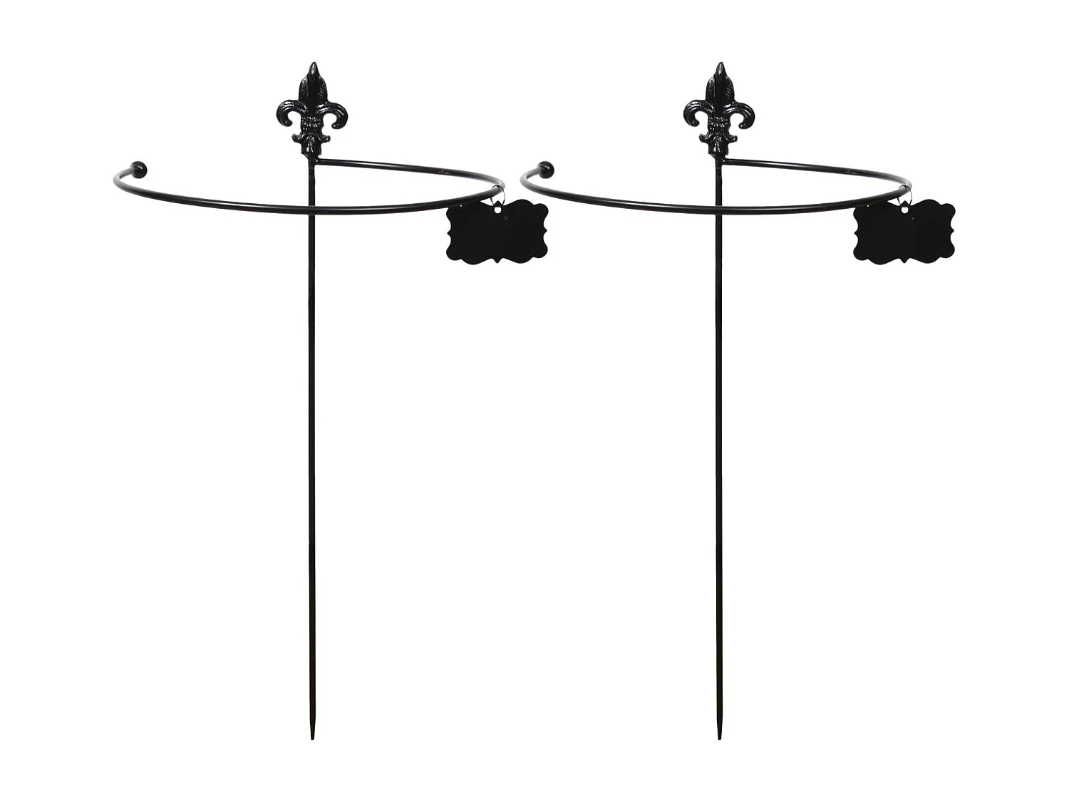 Tuteur à plantes rond en acier fleurs de lys (Lot de 2)