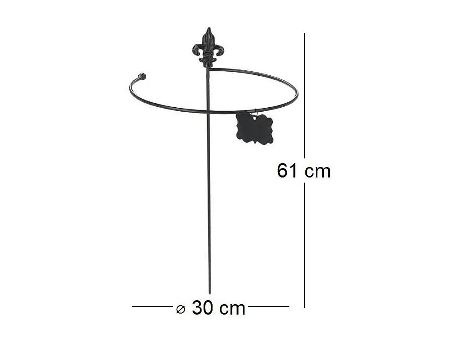 Tuteur à plantes rond en acier fleurs de lys (Lot de 2)