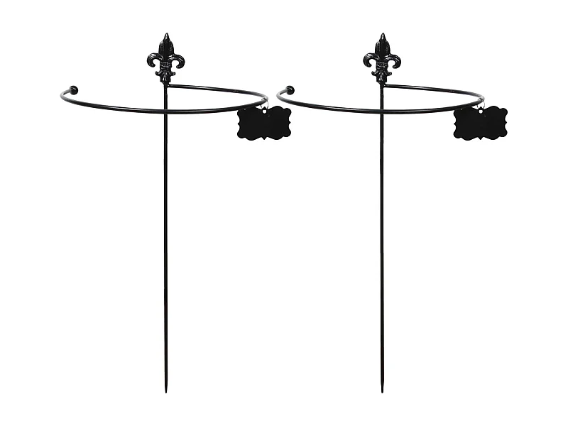 Tuteur à plantes rond en acier fleurs de lys (Lot de 2)