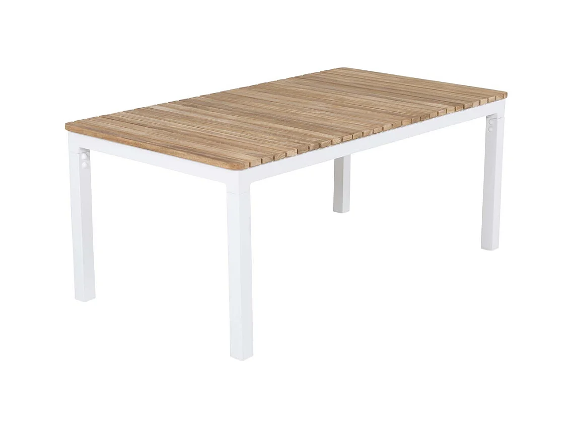 Table basse de jardin en alu et teck Brasilia Blanc