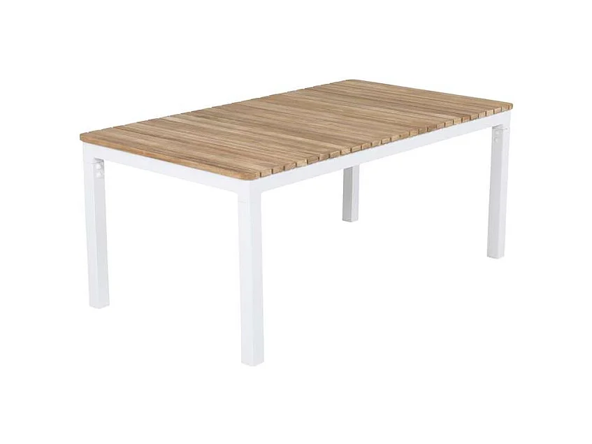 Table basse de jardin en alu et teck Brasilia Blanc