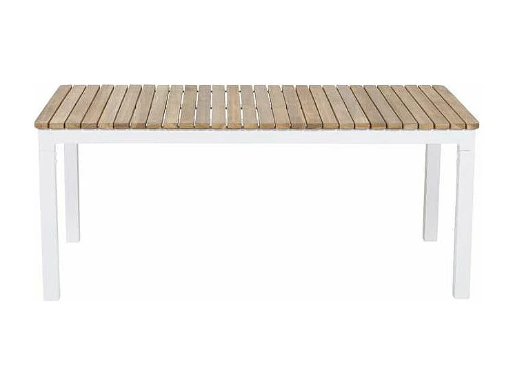 Table basse de jardin en alu et teck Brasilia Blanc