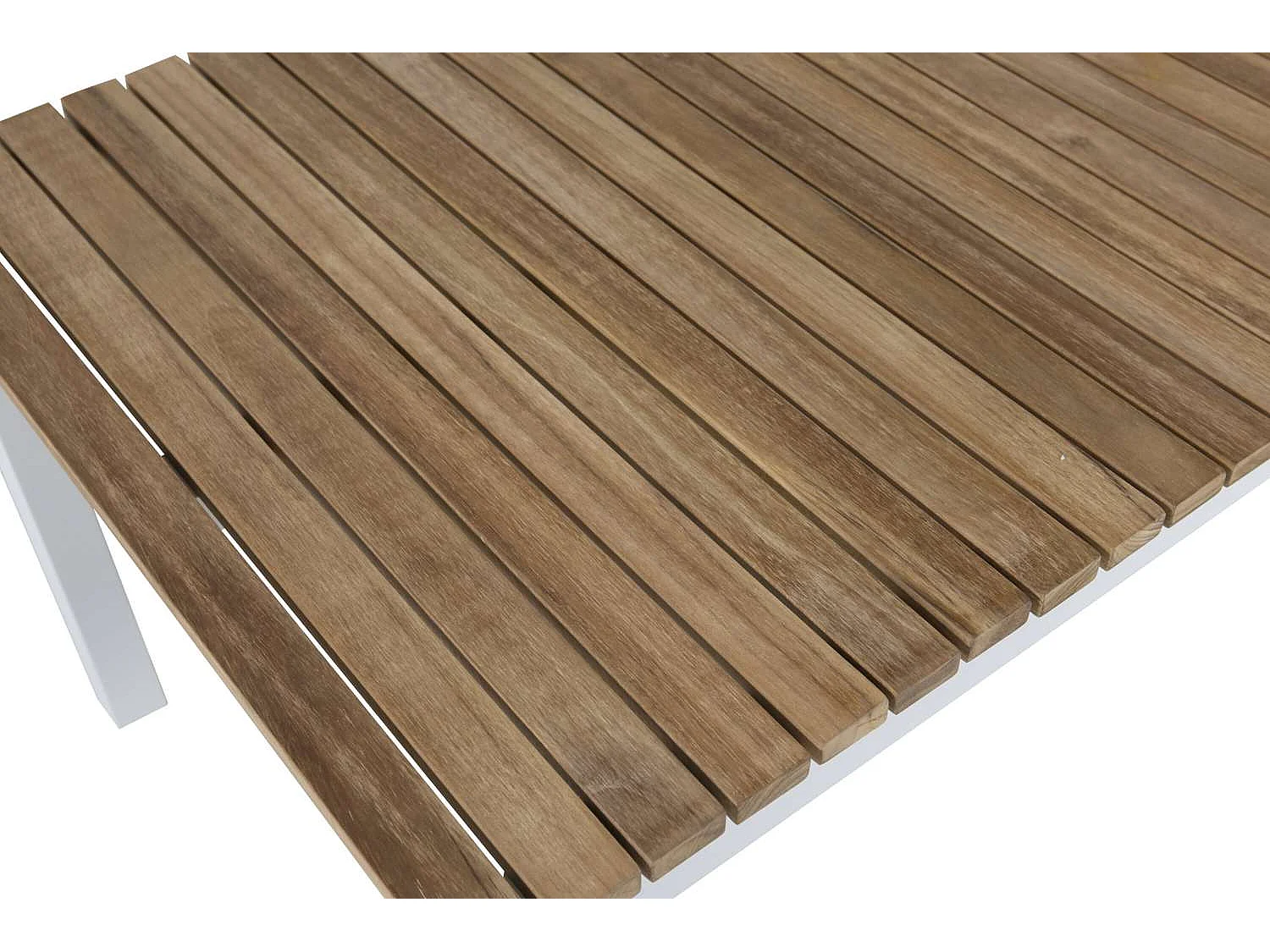 Table basse de jardin en alu et teck Brasilia Blanc