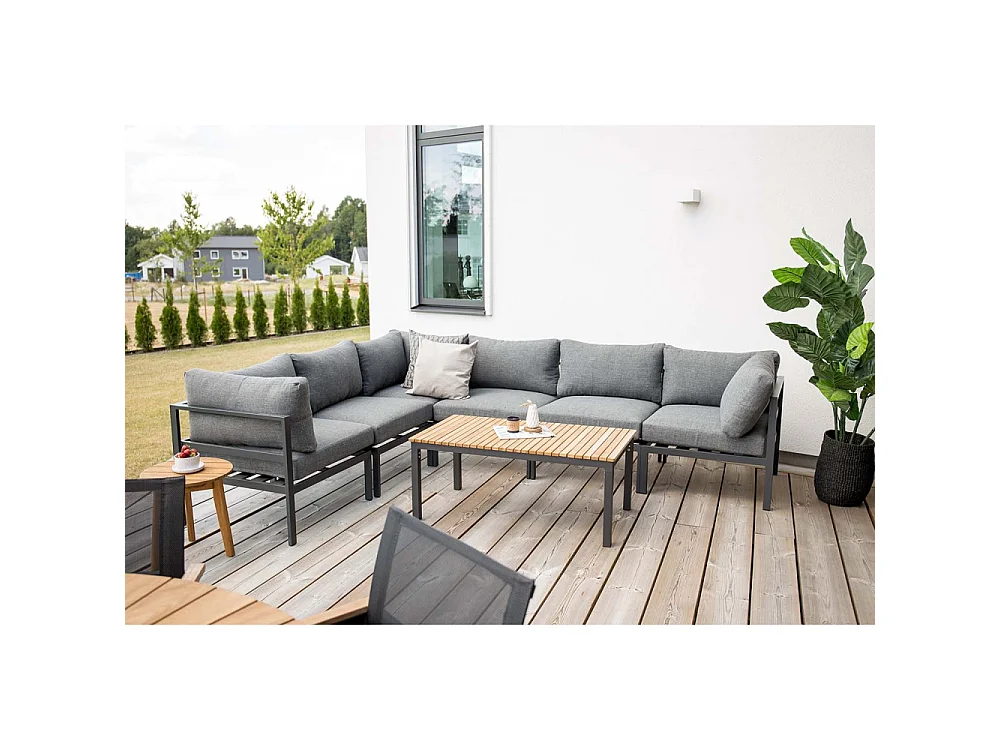 Table Basse de Jardin "Brasilia" 110cm Naturel & Noir