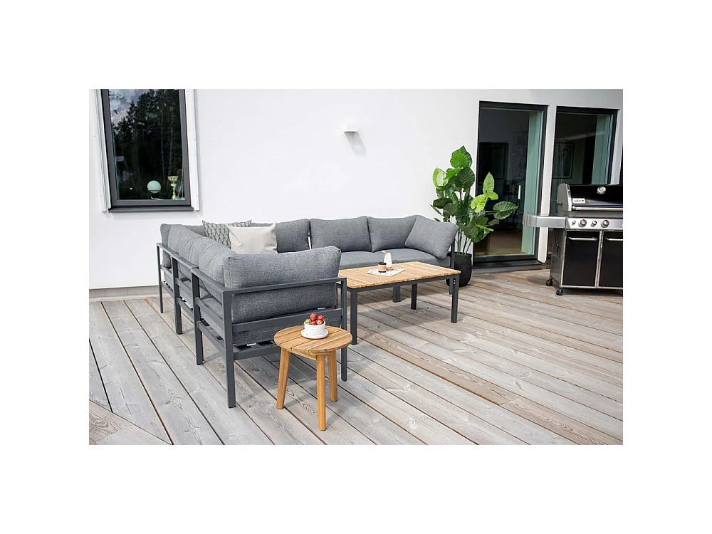 Table Basse de Jardin "Brasilia" 110cm Naturel & Noir