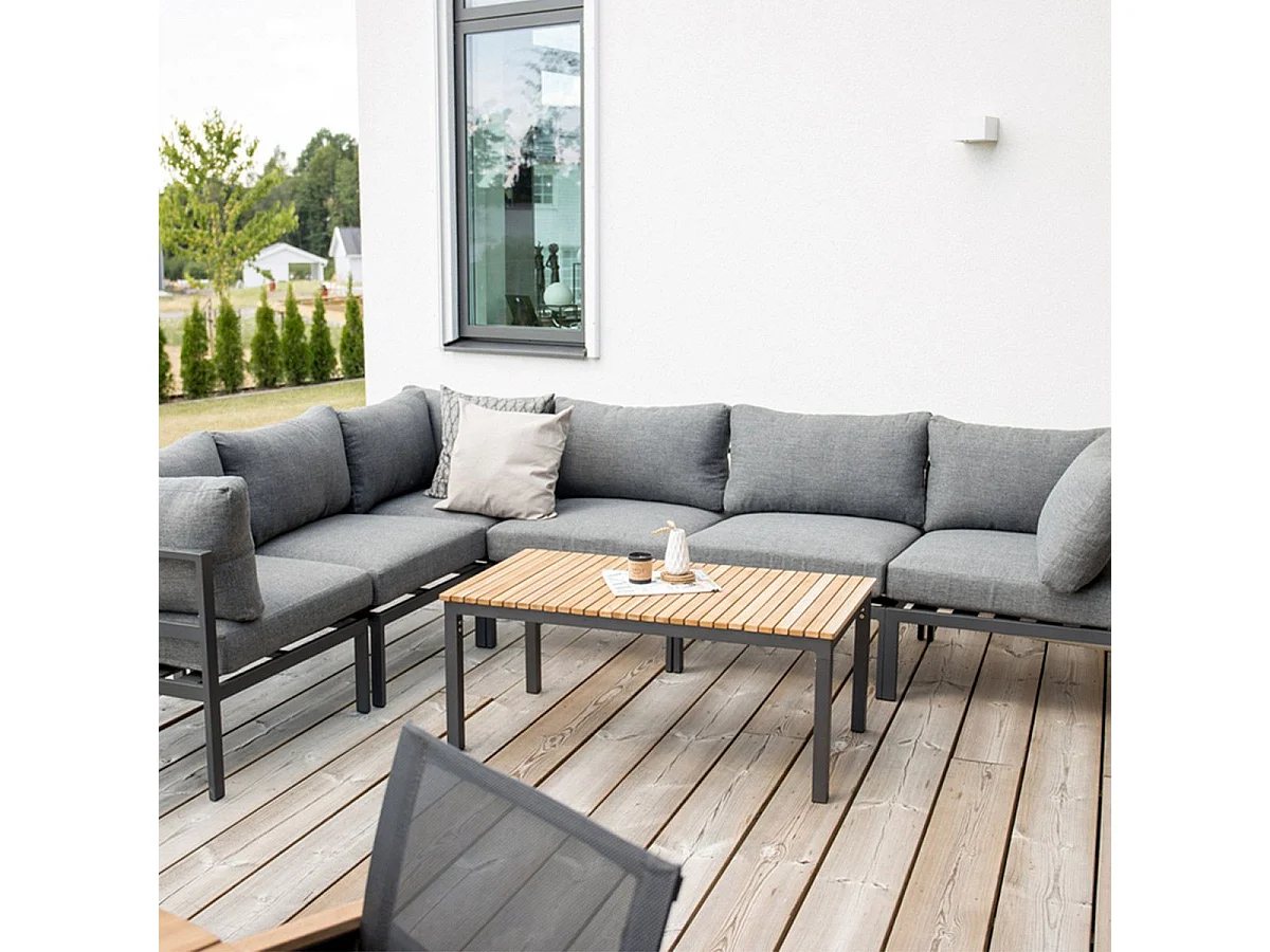 Table Basse de Jardin "Brasilia" 110cm Naturel & Noir