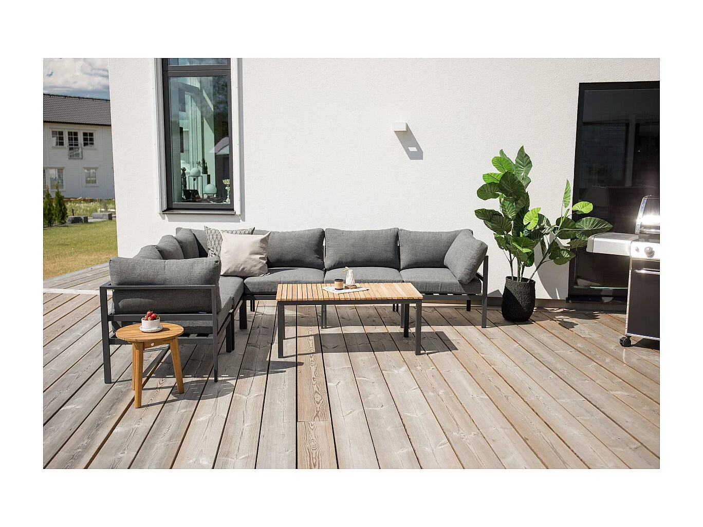 Table Basse de Jardin "Brasilia" 110cm Naturel & Noir