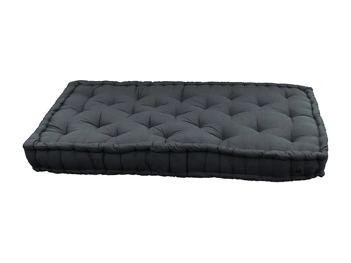 Coussin de palette en coton coloré 120 x 80 cm Gris Anthracite