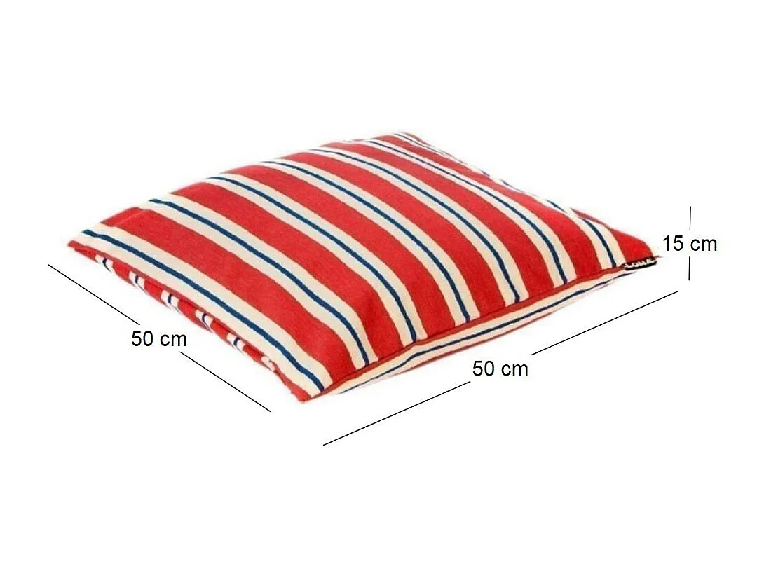 Coussin 100% coton 50 cm Faro Rouge - blanc cassé et bleu