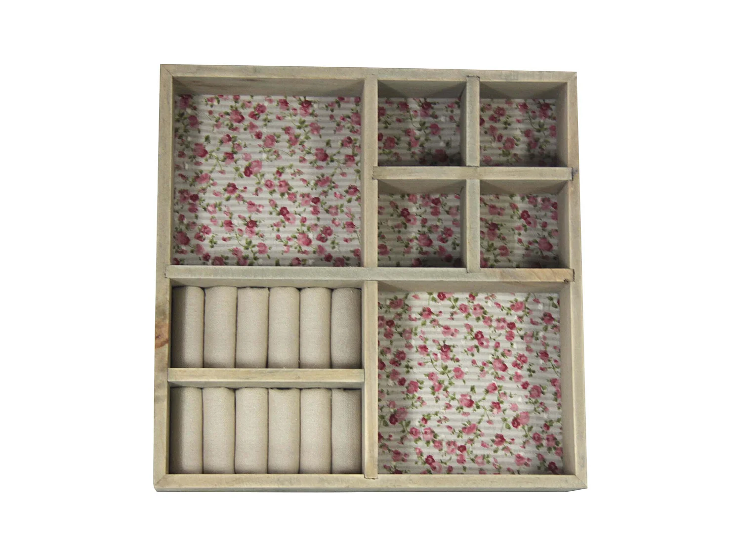 Tiroir à bijoux en bois motifs fleurs