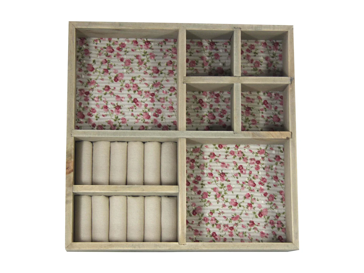 Tiroir à bijoux en bois motifs fleurs