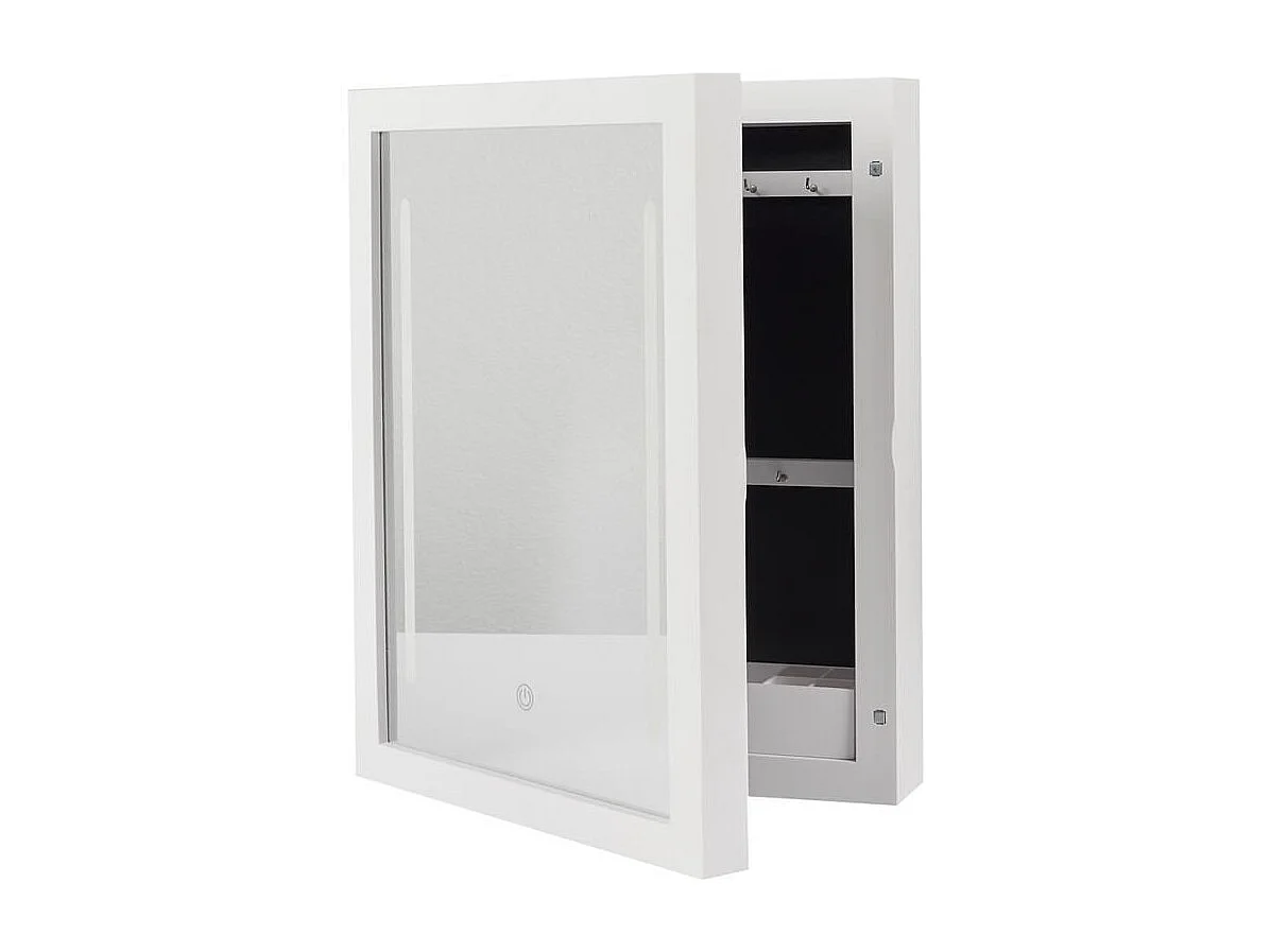 Armoire à Bijoux Design "Miroir LED" 40cm Blanc
