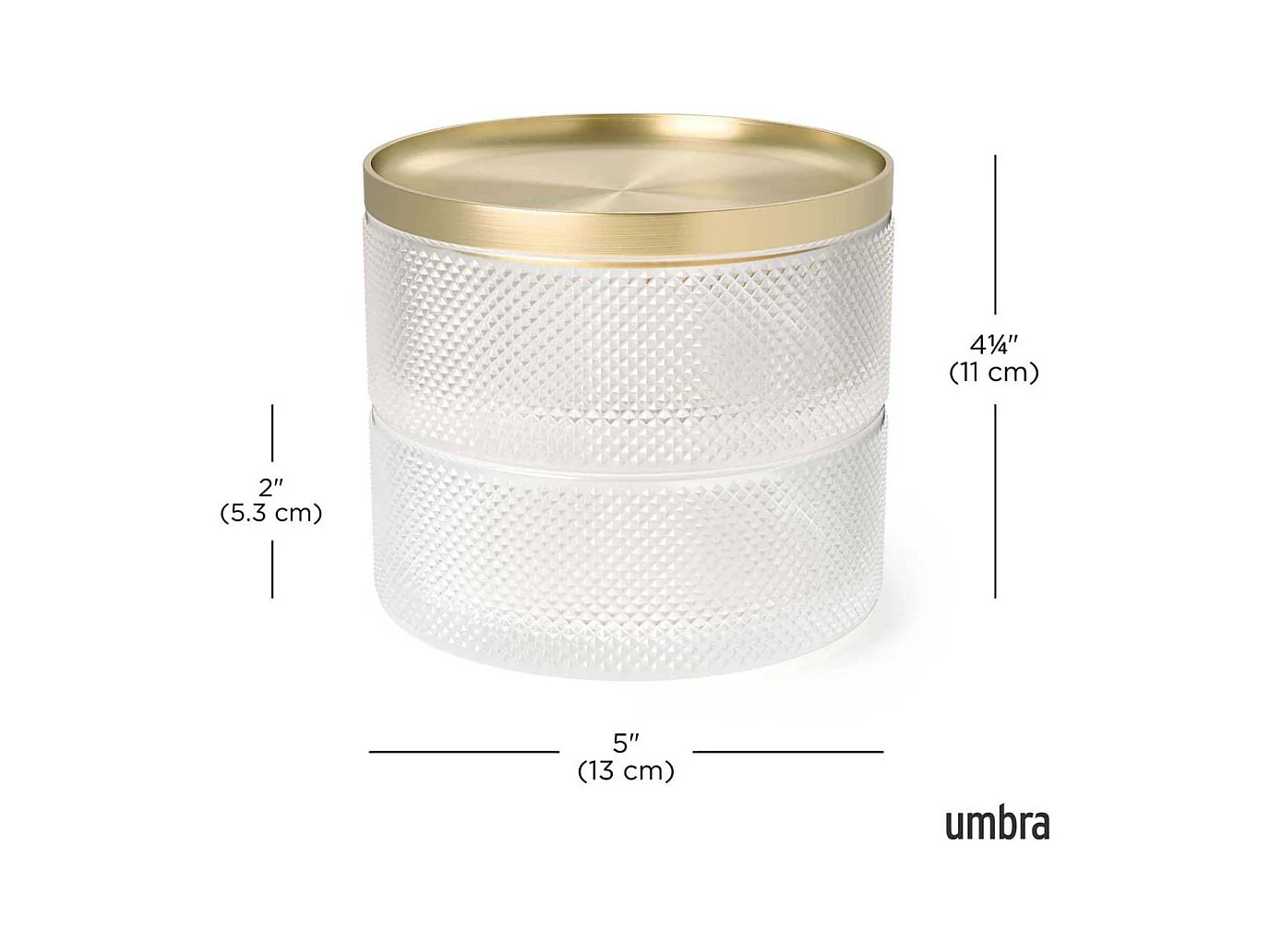 Boîte à bijoux verre couvercle laiton Tesora