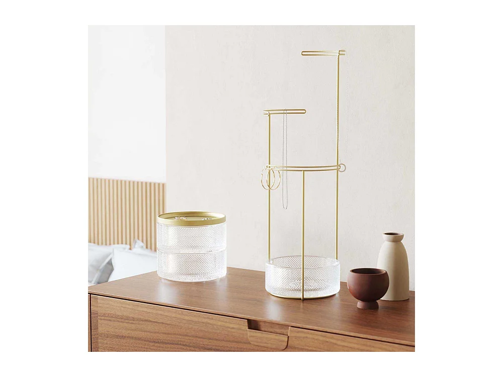 Boîte à bijoux verre couvercle laiton Tesora