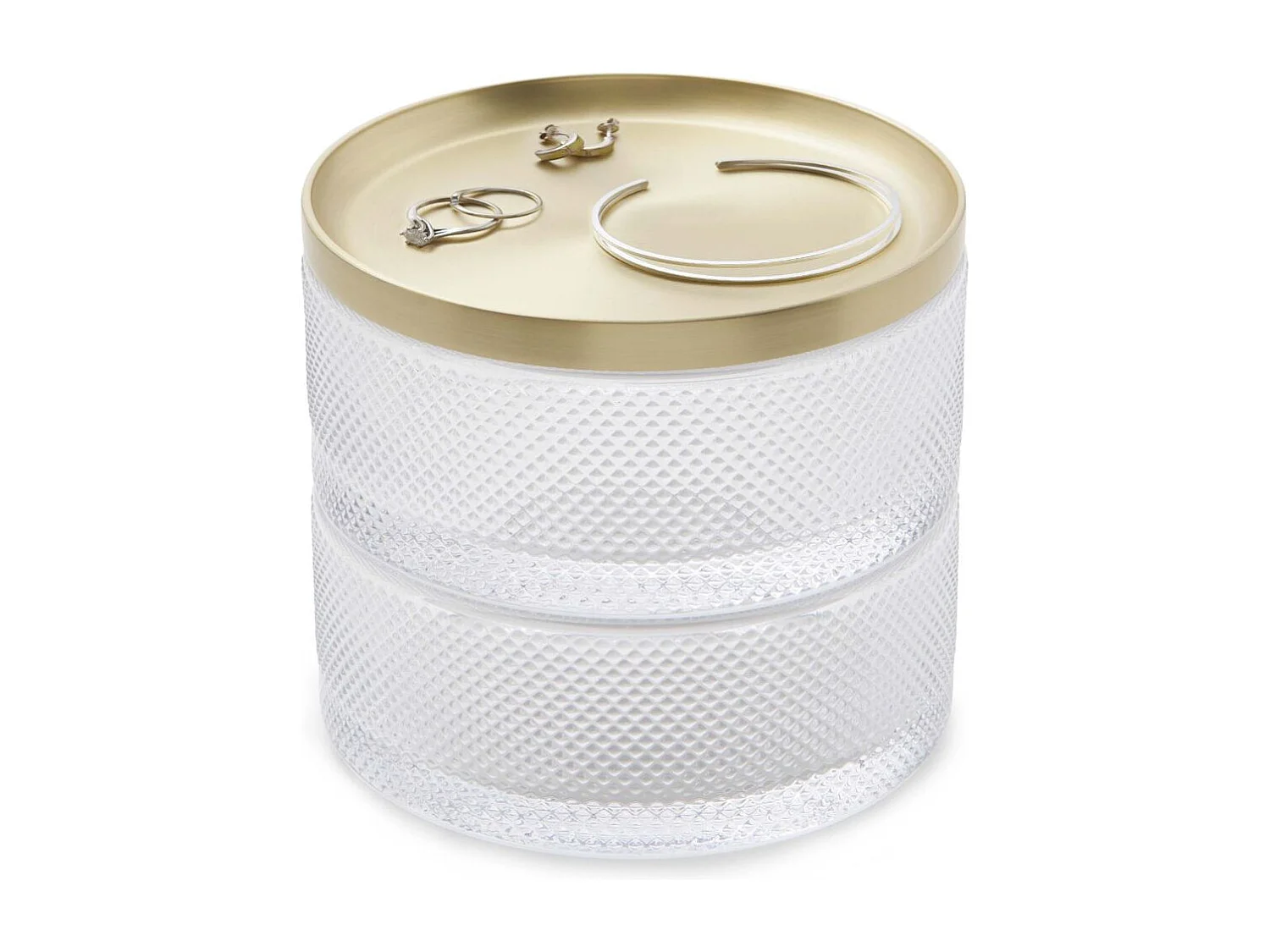 Portagioie in vetro con coperchio in ottone Tesora