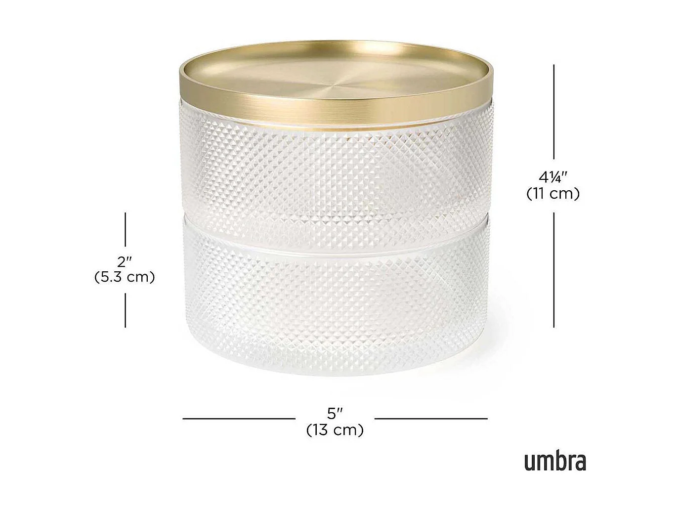 Portagioie in vetro con coperchio in ottone Tesora