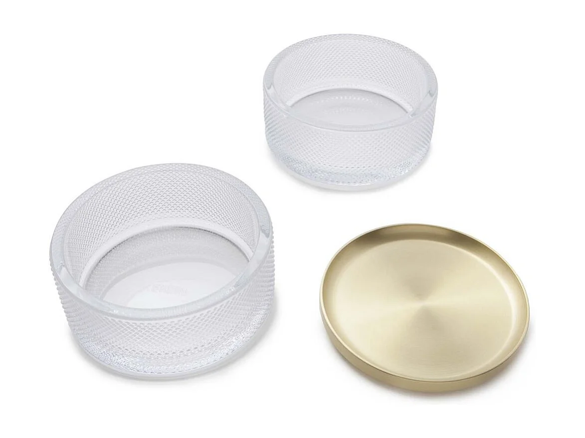 Portagioie in vetro con coperchio in ottone Tesora