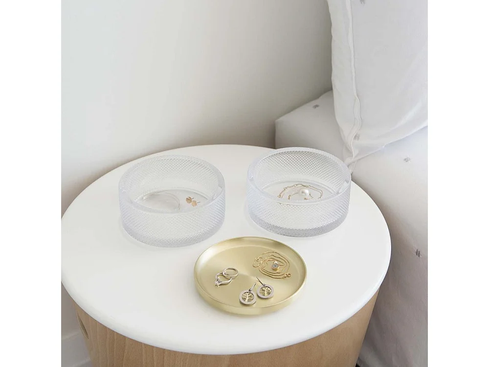 Portagioie in vetro con coperchio in ottone Tesora