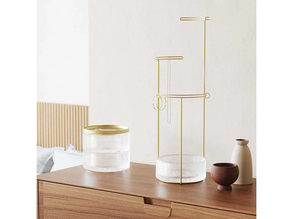 Portagioie in vetro con coperchio in ottone Tesora