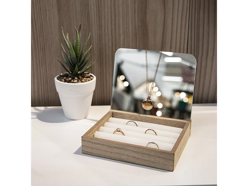 Porte Bagues Miroir Beige