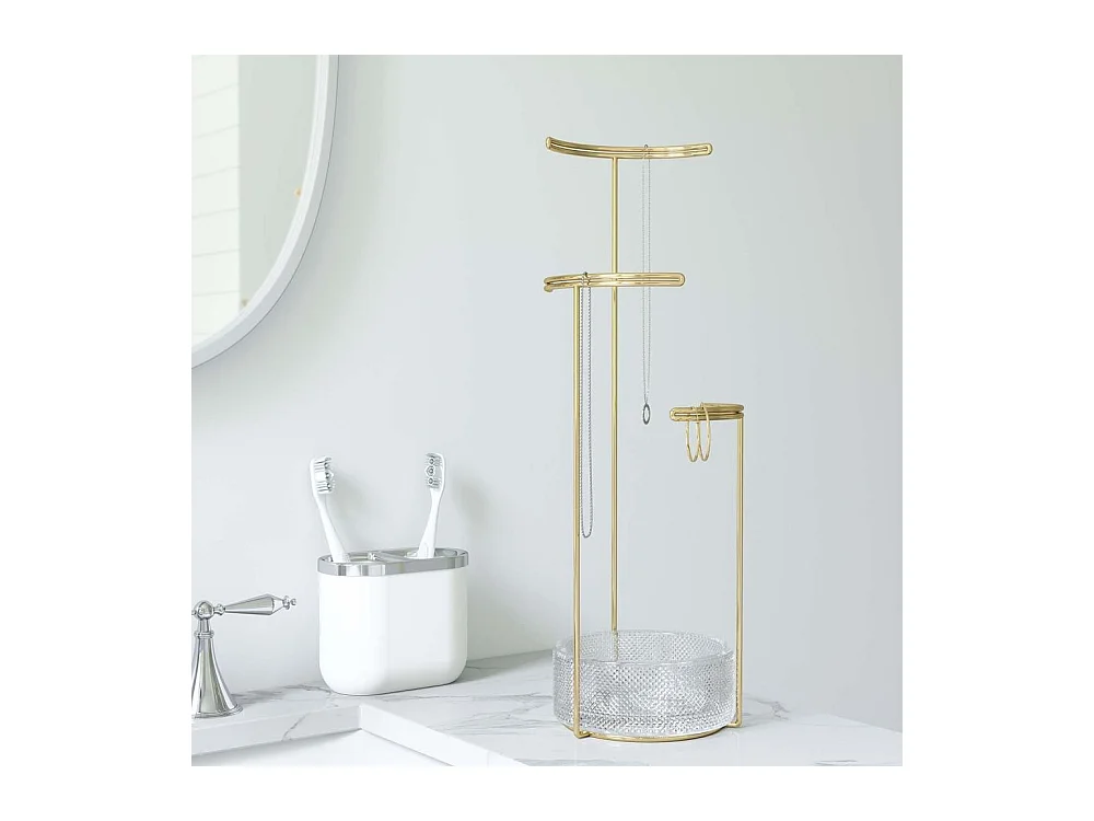 Support à bijoux en verre et métal doré Tesora