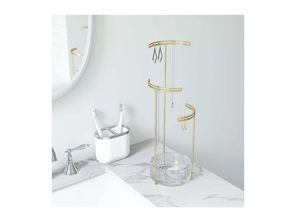 Support à bijoux en verre et métal doré Tesora